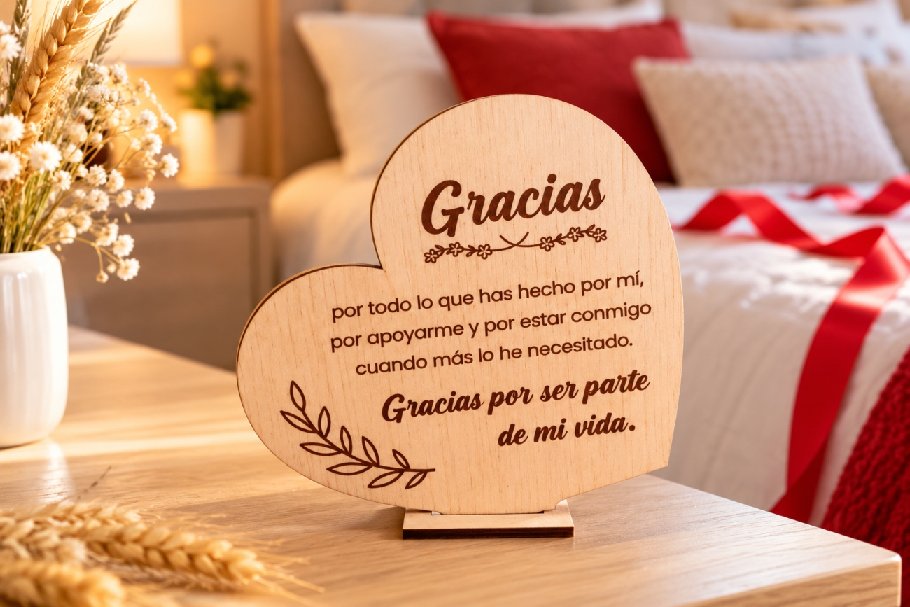 Dedicatoria de Madera Gracias 