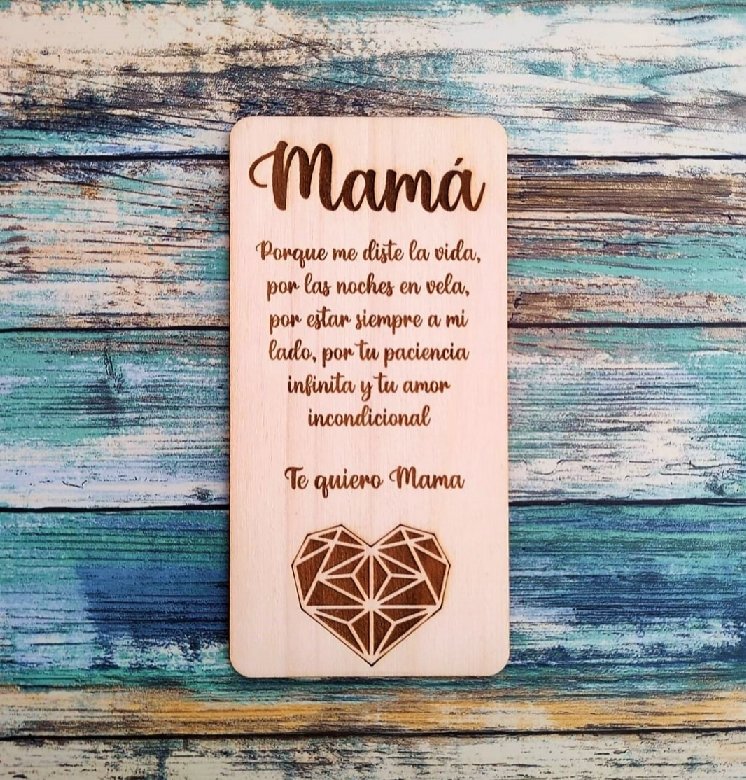 Dedicatoria de madera para Mamá