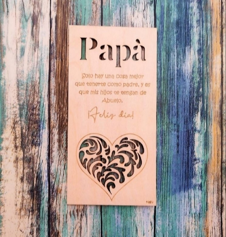 Dedicatoria de madera para Papá y Abuelo