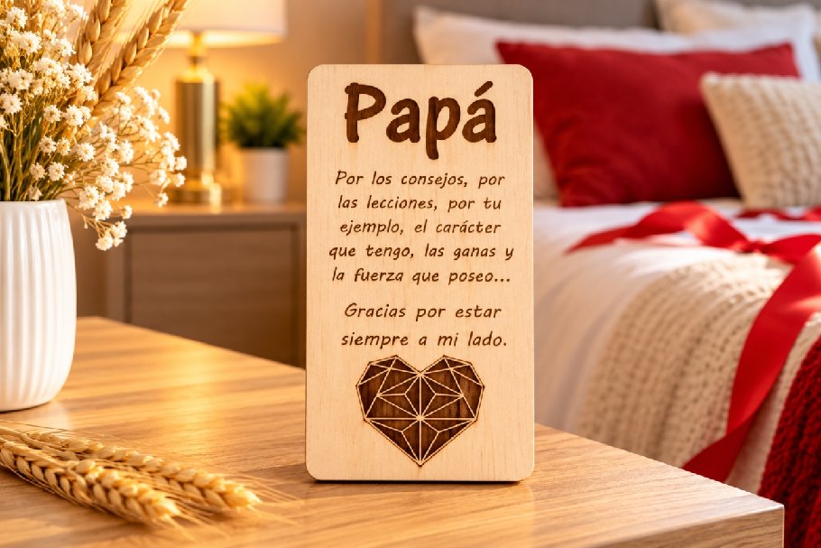 Dedicatoria de madera para Papá