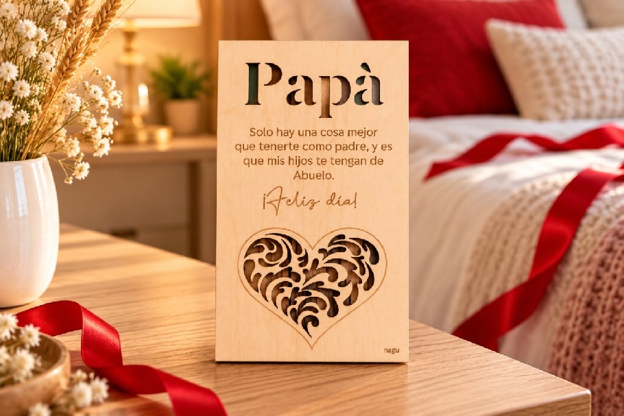 Dedicatoria de madera para Papá y Abuelo
