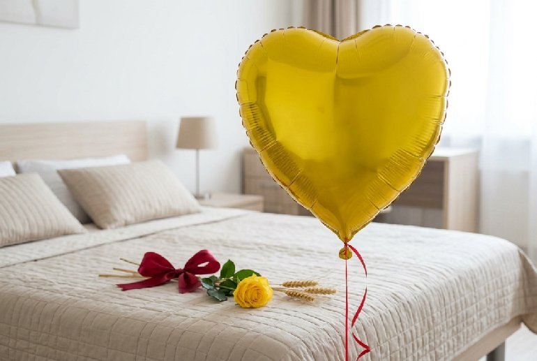 Globo Corazón Dorado con Helio