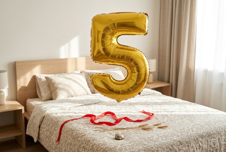 Globo de Cumpleaños Número 5 Oro