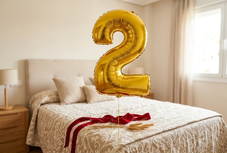Globo de Cumpleaños Número 2 Oro