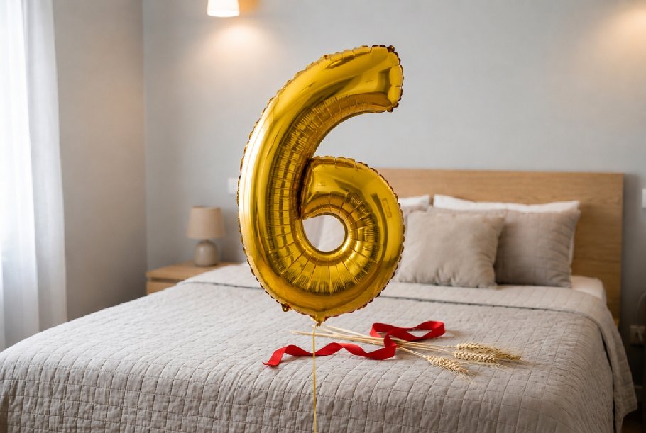 Globo de Cumpleaños Número 6 Oro