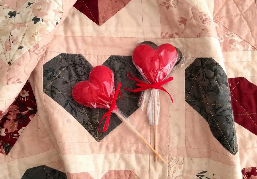 Piruleta Corazón Chocolate Rojo