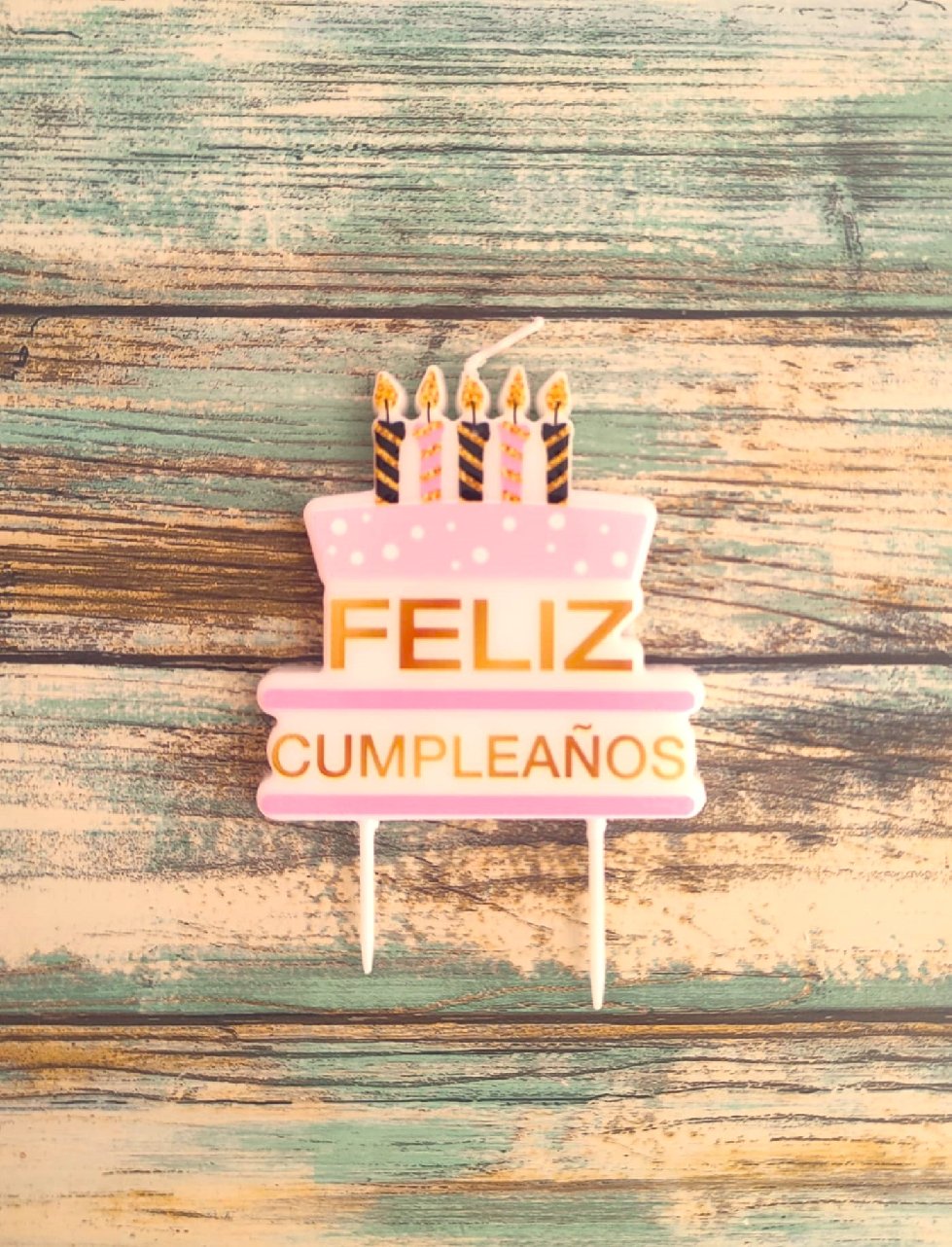 Vela Rosa Feliz Cumpleaños